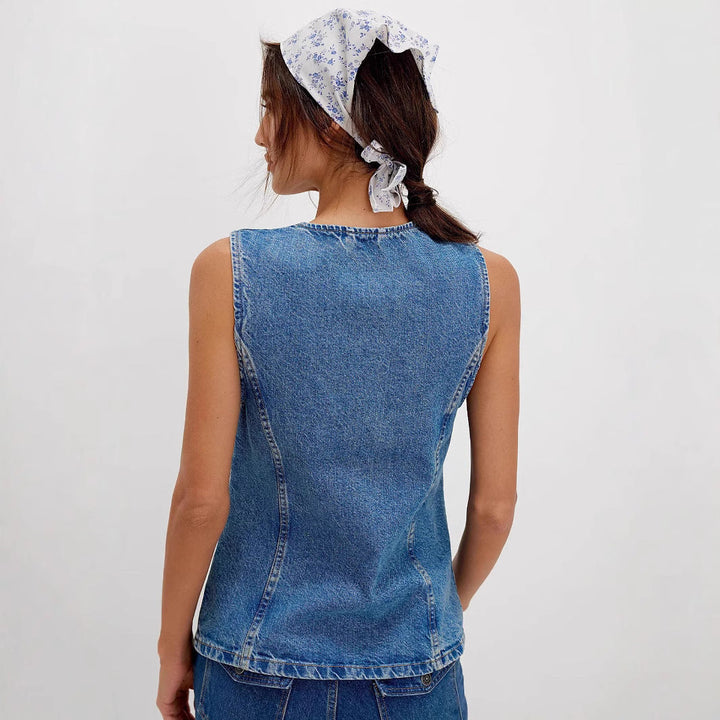 Mavis – Comfy Button Down Sleeveless Vest