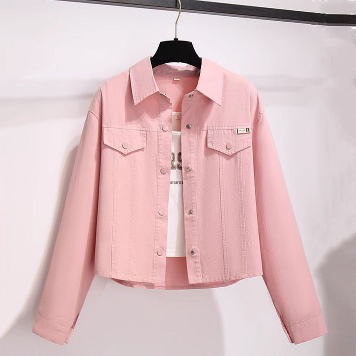 Moira – Casual Long Sleeve Collared Crop Jacket