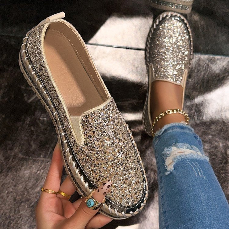Deirdre – Fashionable Slip-On Glitter Loafers for Daily Wear