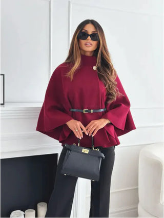 Sally – Stylish High Neck Cape Jacket