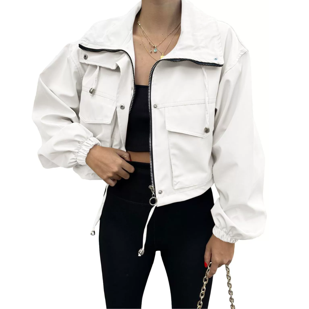 Ethel – Solid Zip-Up Crop Jacket