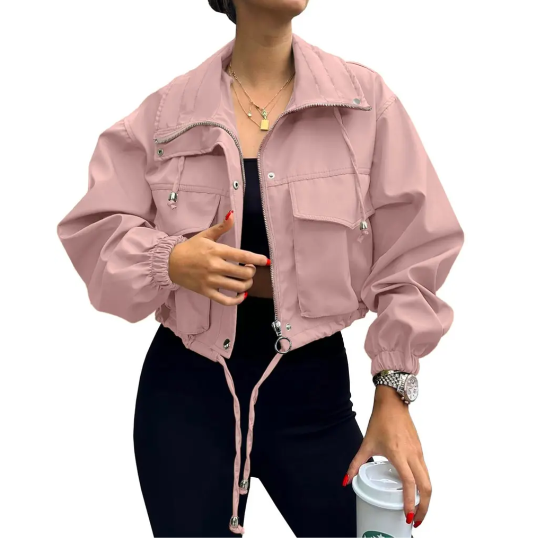 Ethel – Solid Zip-Up Crop Jacket
