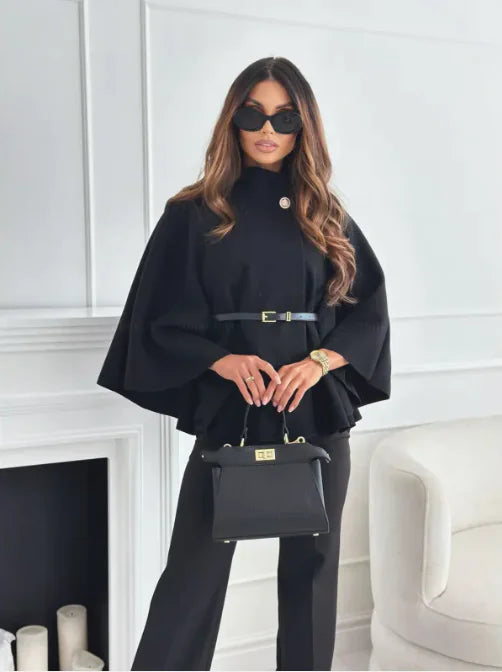 Sally – Stylish High Neck Cape Jacket