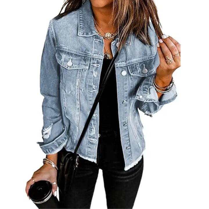 Brenda – Classic Distressed Denim Jacket