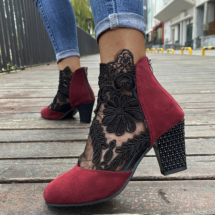 Nancy – Chic Lace Heeled Boots