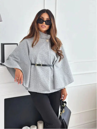 Sally – Stylish High Neck Cape Jacket