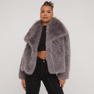 Mavis – Trendy Oversized Collar Detail Cropped Winter Jacket