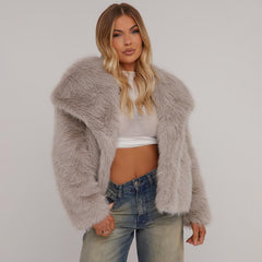 Mavis – Trendy Oversized Collar Detail Cropped Winter Jacket