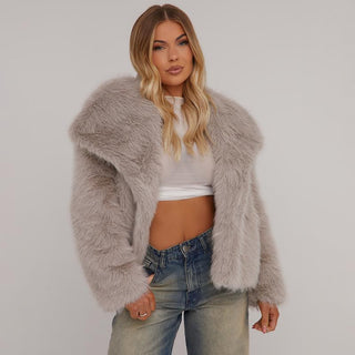 Mavis – Trendy Oversized Collar Detail Cropped Winter Jacket