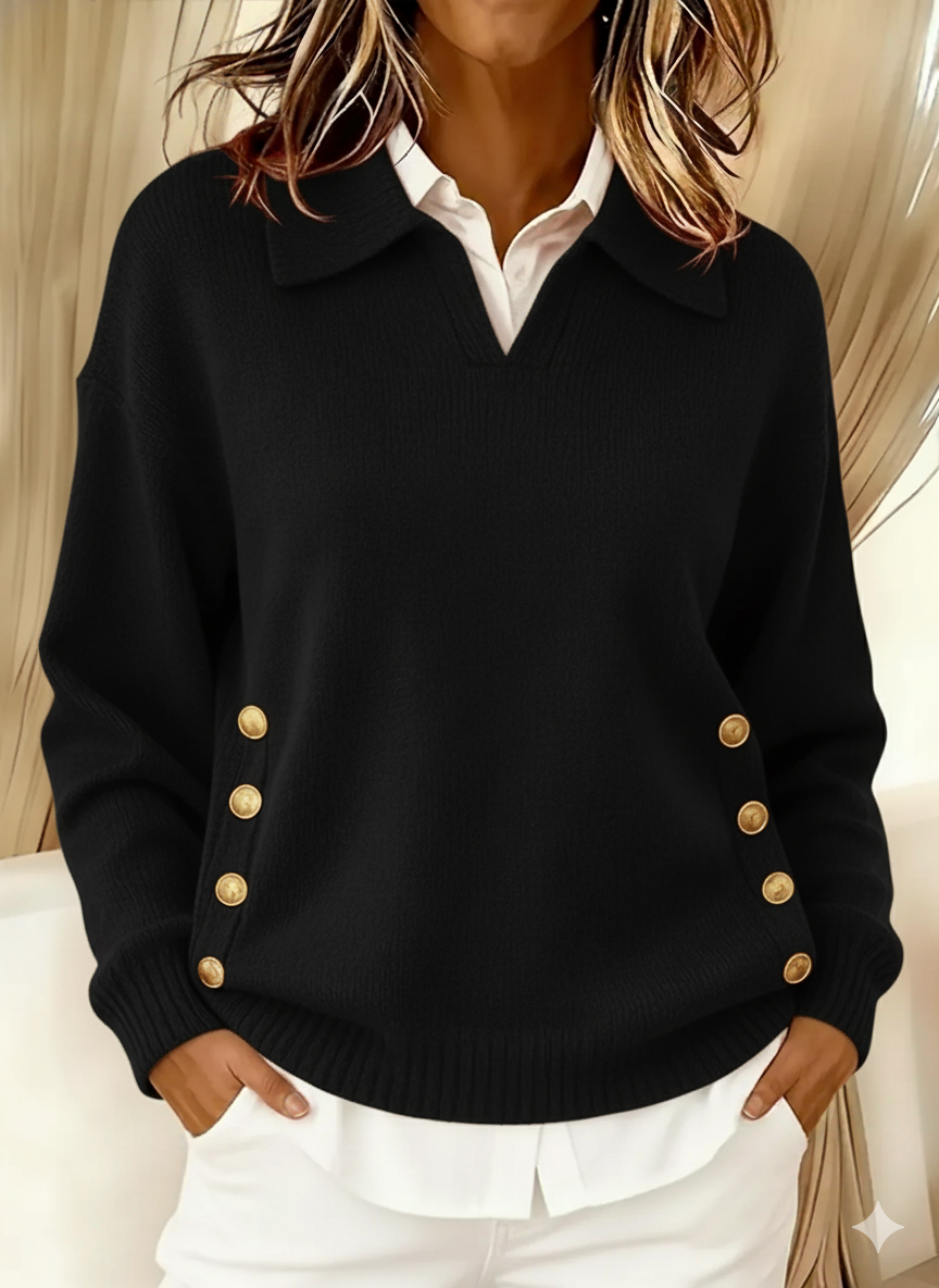 Vicenta | Pullover mit Polokragen und Knöpfen