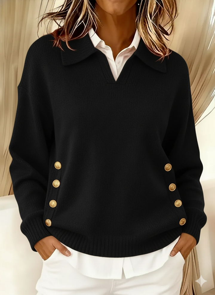 Vicenta | Pullover mit Polokragen und Knöpfen