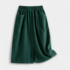 Magdaléna Elegantní Midi Vintage Sukně Předníkapsami