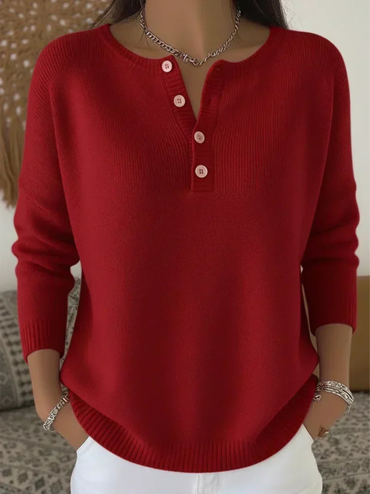 Helena | Strickpullover mit Henley-Knöpfen