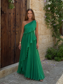 Valentina | Vestido largo asimétrico con volantes