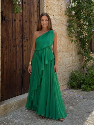 Valentina | Vestido largo asimétrico con volantes