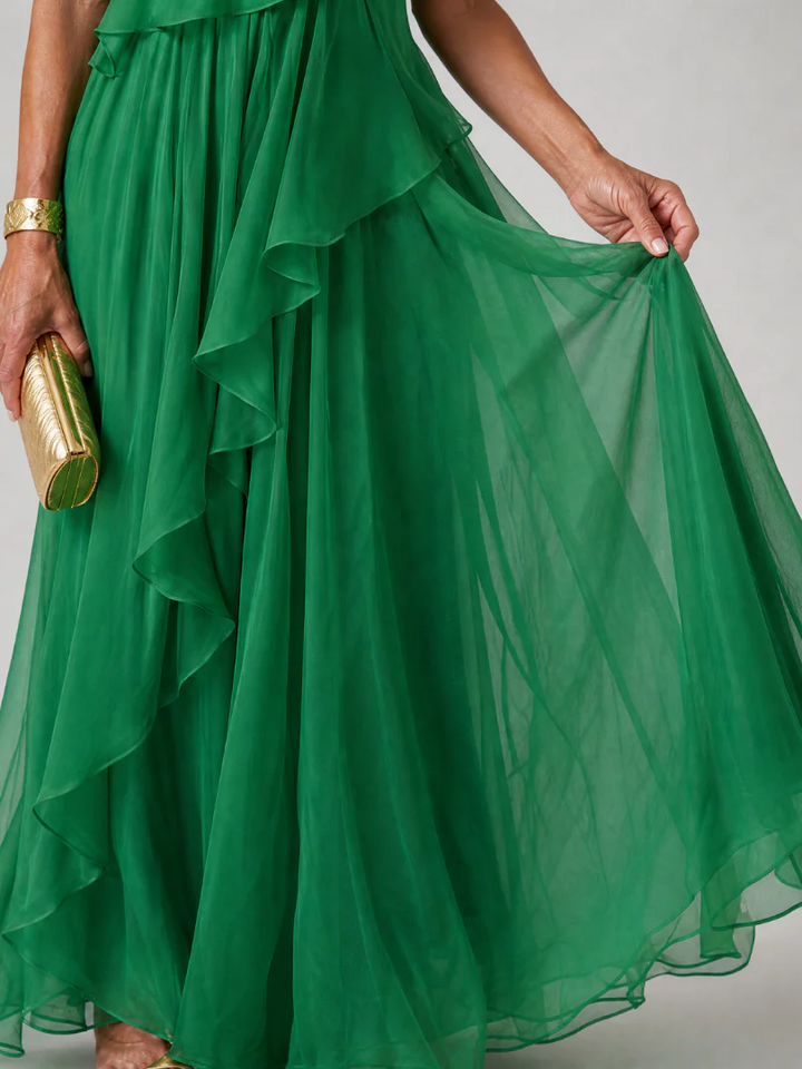 Valentina | Vestido largo asimétrico con volantes