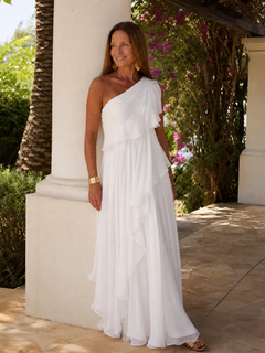 Valentina | Vestido largo asimétrico con volantes