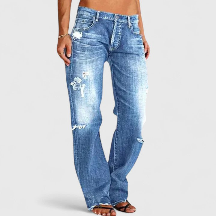 Pauline – Stylish Rugged Wide-Leg Jeans