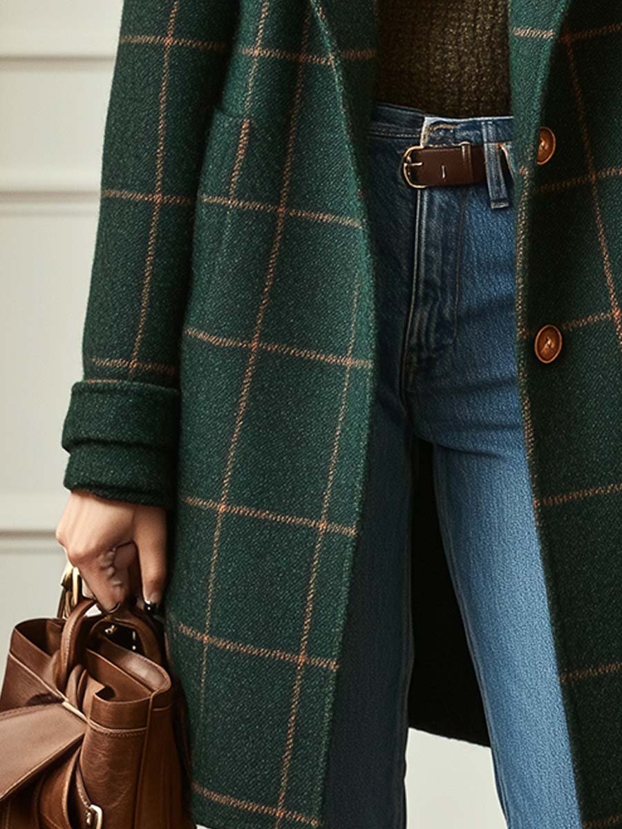 Velvara | Cappotto Elegante a Quadri in Lana