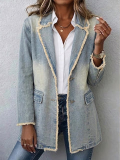 Dionne™ | Vintage-Style Oversized Blazer with Raw Edges