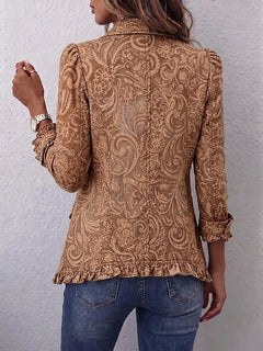 Vyclara™ | Vintage Bohemian Floral Print Ruffled Jacket